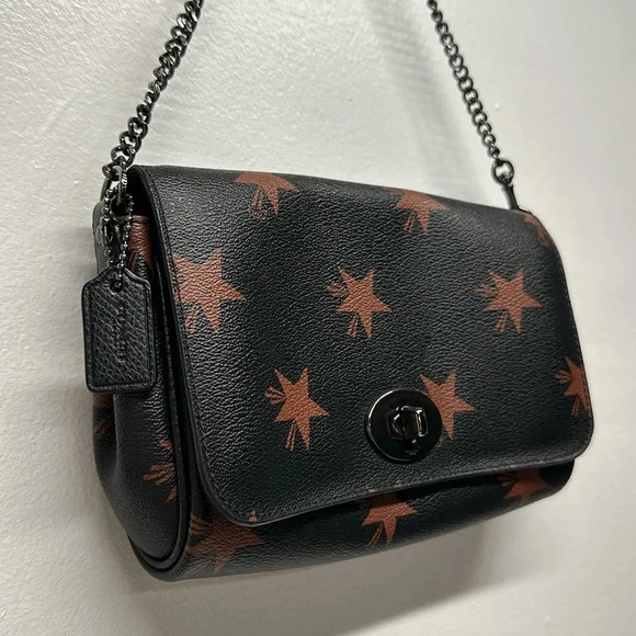 Coach Star C Mini Ruby Crossbody Purse Bag Leather Brown Black Silver F35889 - Picture 4 of 12